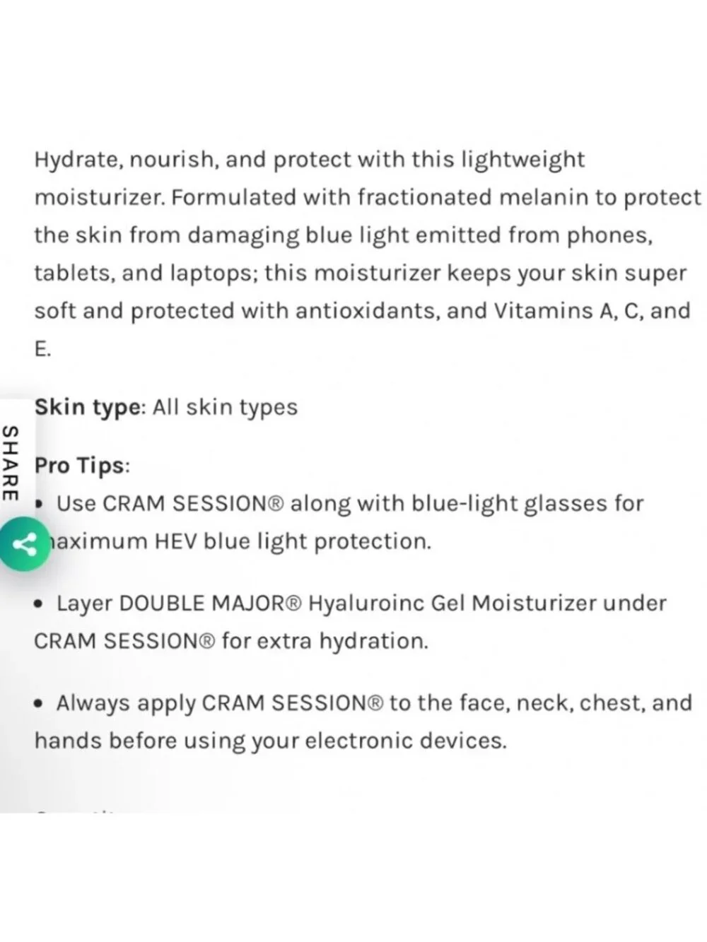Higher Education Moisture Cream Cram Session  1.7 fl oz NWT Blue Light Blocking